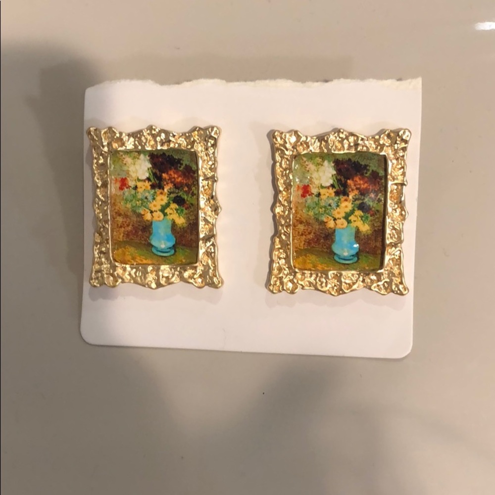 Painted vase framed earrings